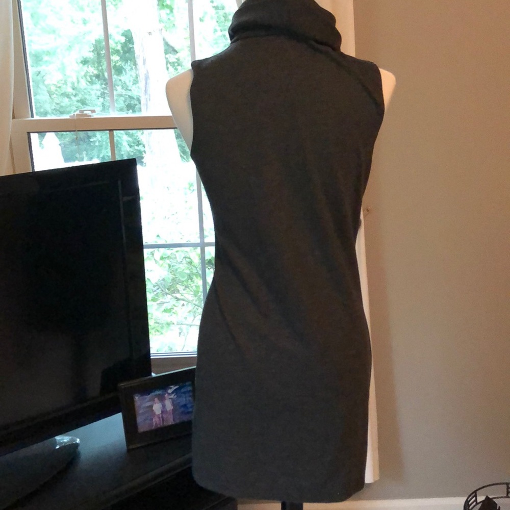 Super Cute Turtle Neck Grey Sleeveless Dress - Picture 5 of 7